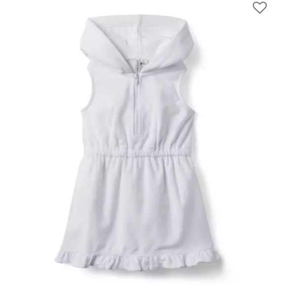 JANIE AND JACK Girls Hooded Terry Swim Cover-Up in White - Size 5 - NEW - Picture 1 of 8